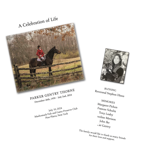 Parker Gentry Thorne, Memorial Service 